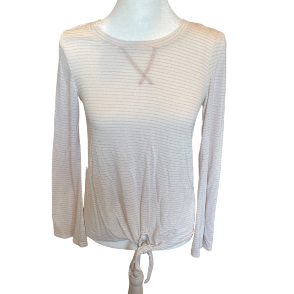 LC Lauren Conrad soft comfy striped long sleeve top with tie detail XS
